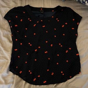 Navy blue with red floral small banana republic blouse